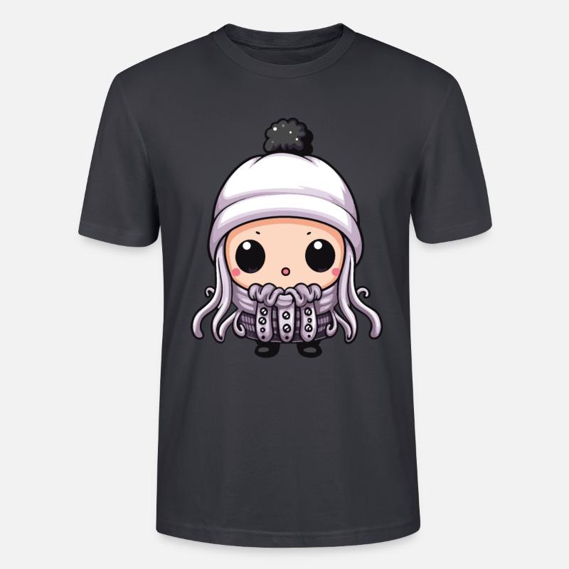 Oktopus Winter Krake Comic - Stanley/Stella Unisex Bio-T-Shirt CRAFTER - Dunkles Graublau