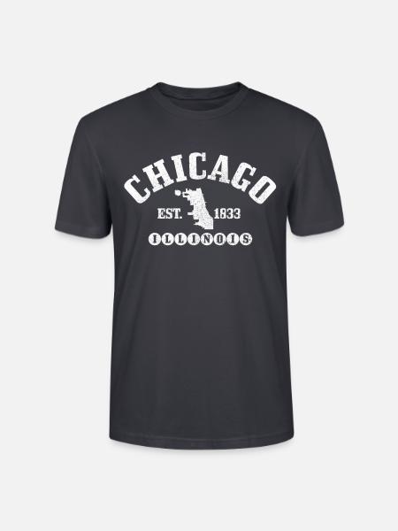 Chicago, Illinois - Stanley/Stella Unisex Bio-T-Shirt CRAFTER - Dunkles Graublau