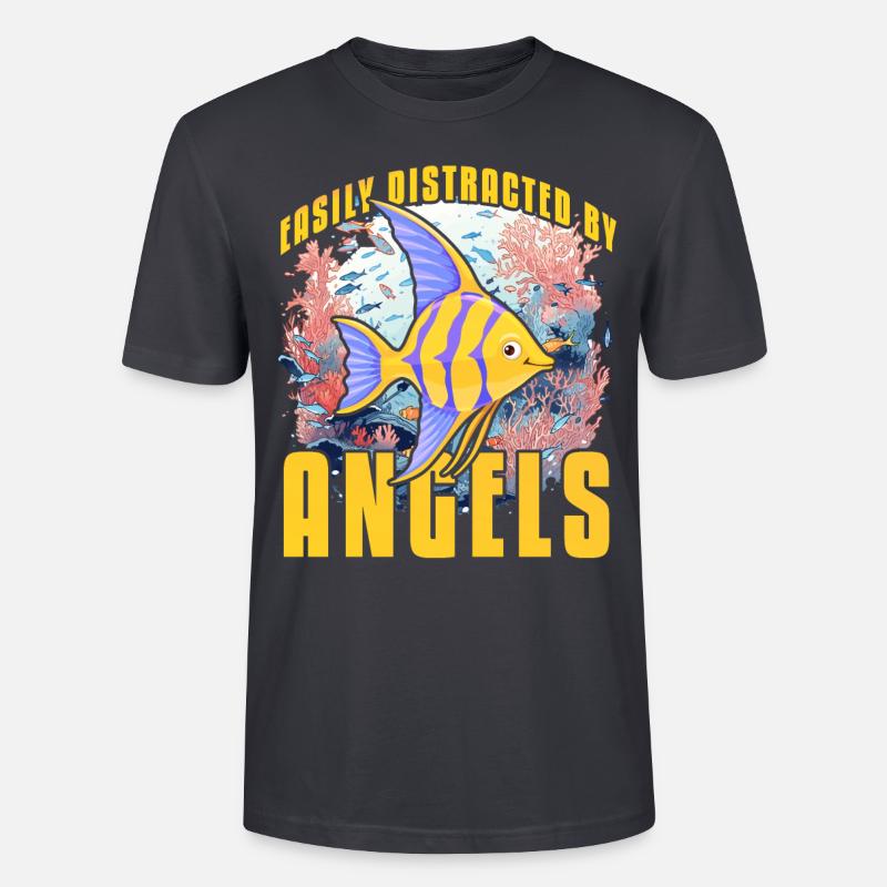 Facilement distrait par les anges - T-shirt bio CRAFTER Stanley Stella Unisexe - bleu gris foncé