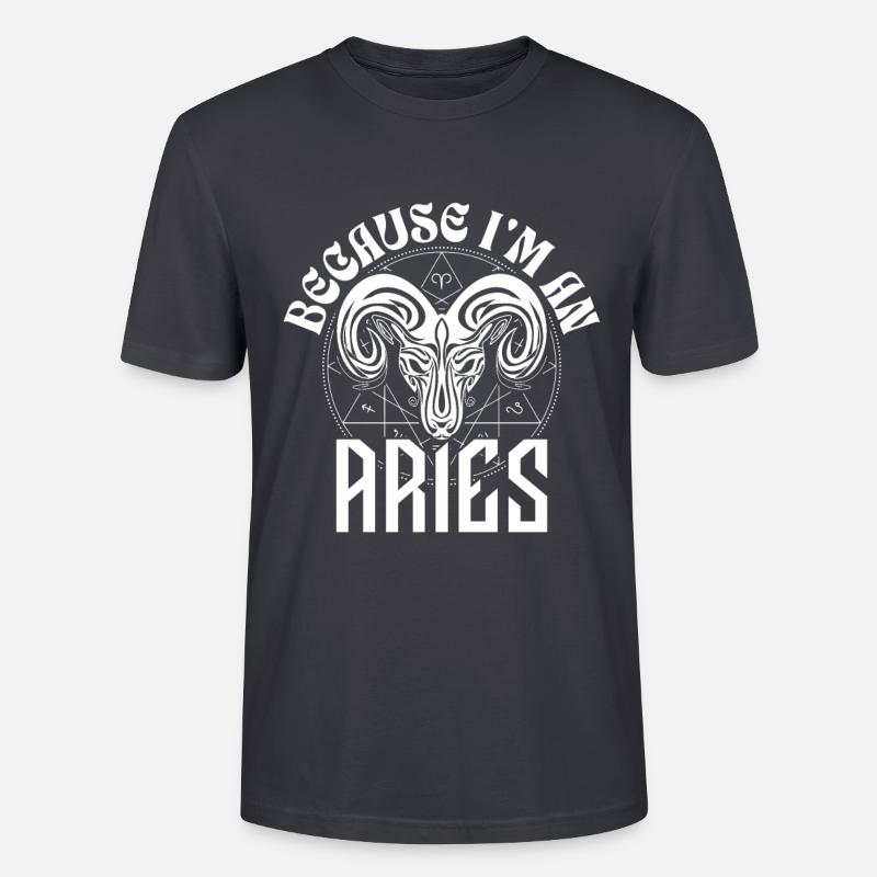 Weil ich Widder bin - Sternzeichen - Stanley/Stella Unisex Bio-T-Shirt CRAFTER - Dunkles Graublau