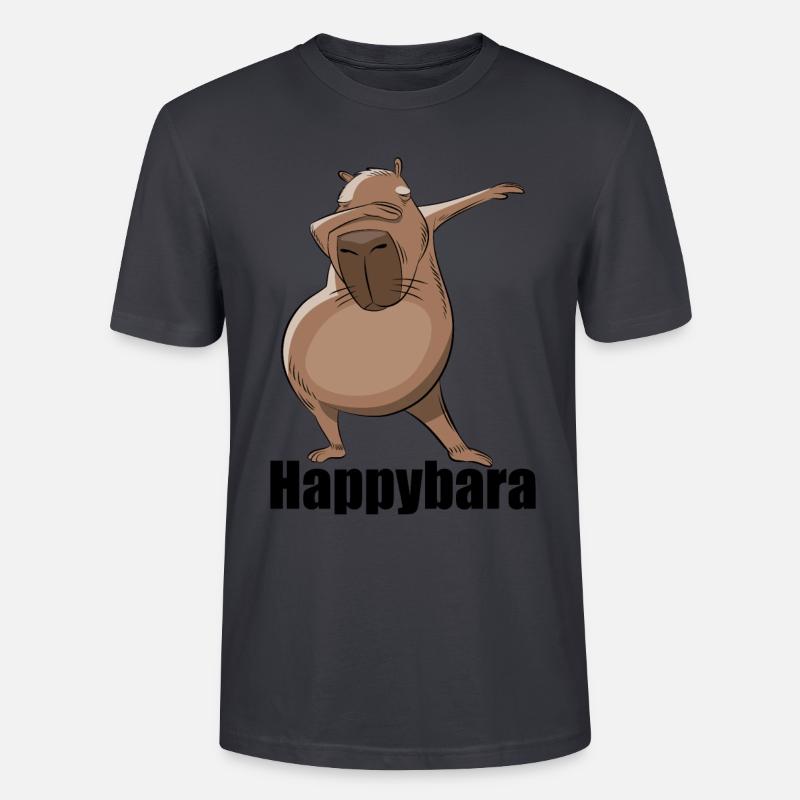 Capybara Dabbing Happybara Geschenk - Stanley/Stella Unisex Bio-T-Shirt CRAFTER - Dunkles Graublau