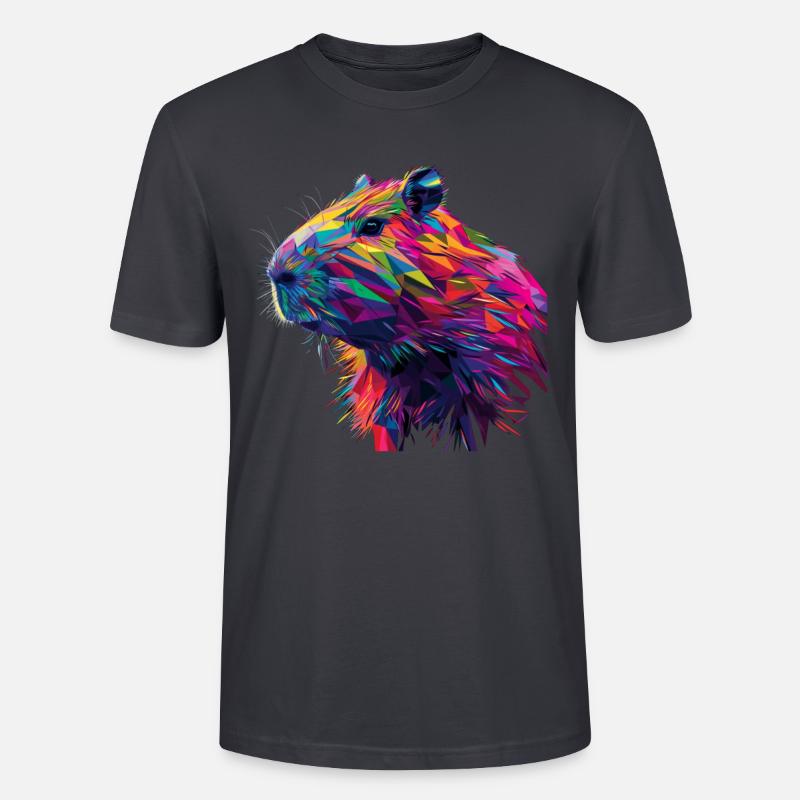 Capybara Polygon Geschenk - Stanley/Stella Unisex Bio-T-Shirt CRAFTER - Dunkles Graublau