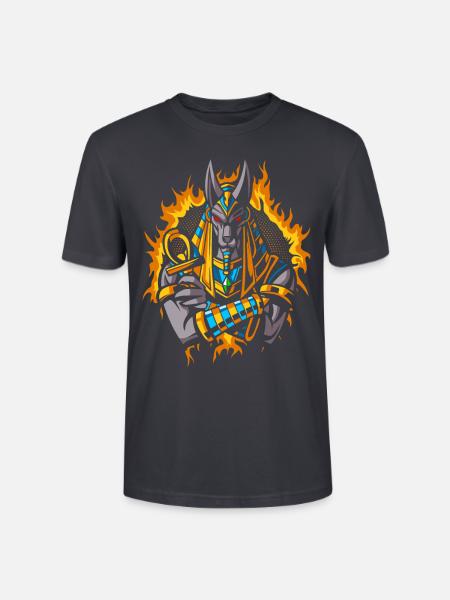 Anubis-Gott mit Halbton-Goldfeuer - Stanley/Stella Unisex Bio-T-Shirt CRAFTER - Dunkles Graublau