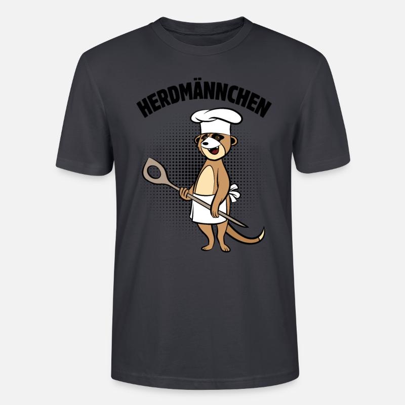 Herdmännchen - Erdmännchen mit Kochlöffel - Stanley/Stella Unisex Bio-T-Shirt CRAFTER - Dunkles Graublau
