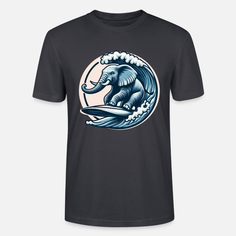 Surfender Elefant - Stanley/Stella Unisex Bio-T-Shirt CRAFTER - Dunkles Graublau