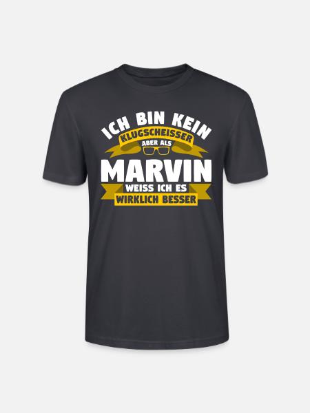 Klugscheisser Marvin weiß es besser - Stanley/Stella Unisex Bio-T-Shirt CRAFTER - Dunkles Graublau