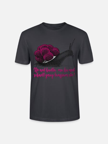 Schnecke mit Bollenhut und Schwäbischem Spruch - Stanley/Stella Unisex Bio-T-Shirt CRAFTER - Dunkles Graublau