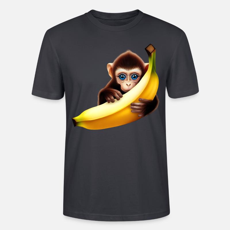 Banane à cache-cache de singe - T-shirt bio CRAFTER Stanley Stella Unisexe - bleu gris foncé