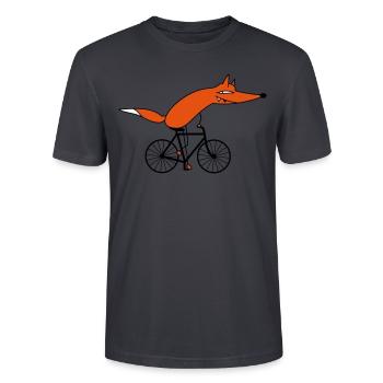 Schlauer Fahrradfahrer (c) - Stanley/Stella Unisex Bio-T-Shirt CRAFTER - Dunkles Graublau - Vorne - Alina (178cm) & Michal (187cm)