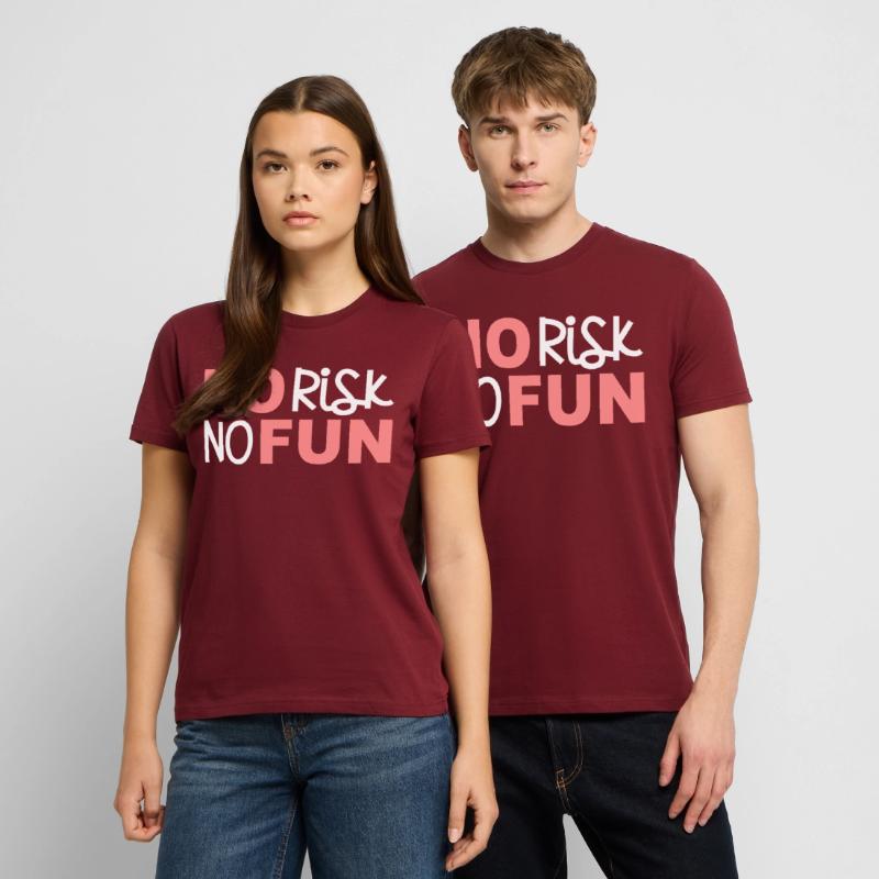 Pas de risque pas de plaisir pas de risque amusant déclaration courageux T-shirt bio CRAFTER Stanley Stella Unisexe