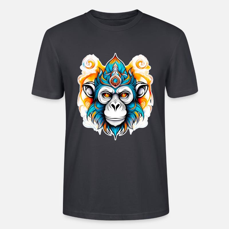 Affe Stencil - Stanley/Stella Unisex Bio-T-Shirt CRAFTER - Dunkles Graublau