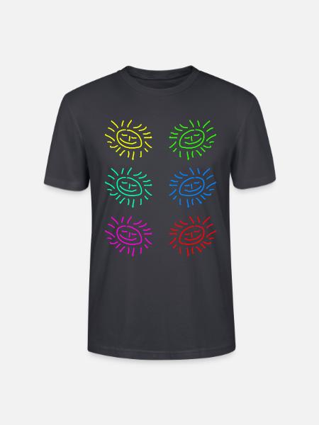sun sticker yellow red - Stanley/Stella Unisex Bio-T-Shirt CRAFTER - Dunkles Graublau