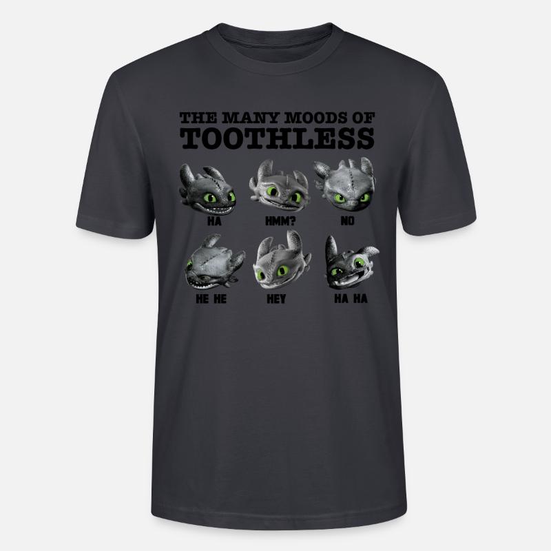 Cómo entrenar a tu dragón de forma fácil Toothless Moods - Camiseta unisex ecológica CRAFTER de Stanley/Stella - azul grisáceo oscuro