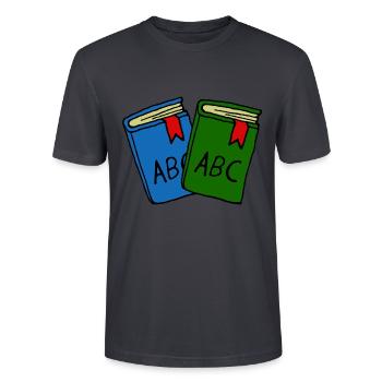 Schulbücher, Erste Klasse, Kinder - Stanley/Stella Unisex Bio-T-Shirt CRAFTER - Dunkles Graublau - Vorne - Alina (178cm) & Michal (187cm)