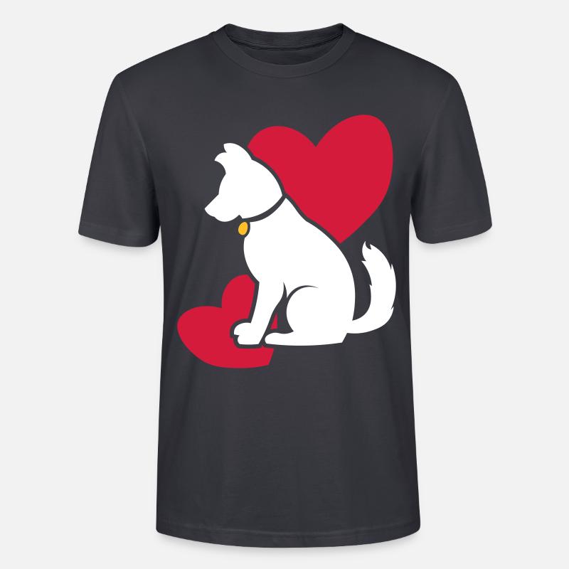 Chien mignon avec des coeurs - T-shirt bio CRAFTER Stanley Stella Unisexe - bleu gris foncé