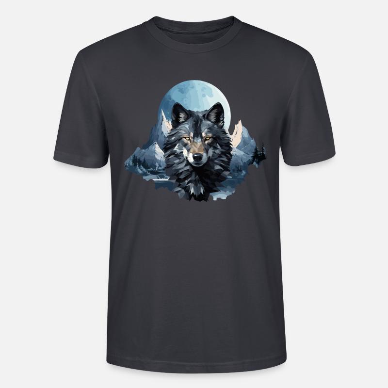Wolfs Design im Polygon Style - Stanley/Stella Unisex Bio-T-Shirt CRAFTER - Dunkles Graublau