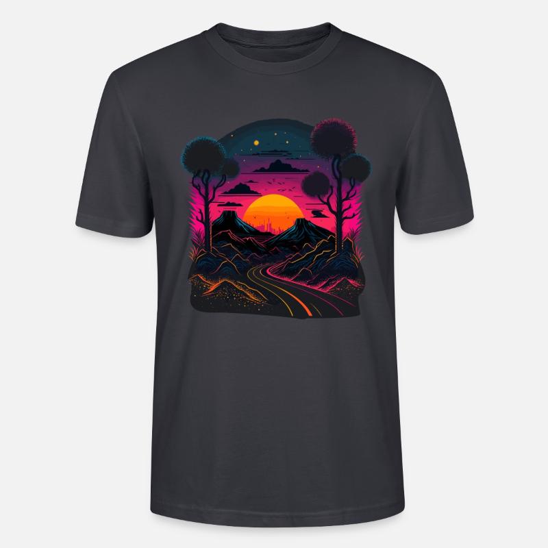 Synthwave-Artwork - Stanley/Stella Unisex Bio-T-Shirt CRAFTER - Dunkles Graublau