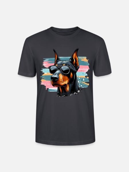 Dobermann Welpe Splash Art - Stanley/Stella Unisex Bio-T-Shirt CRAFTER - Dunkles Graublau