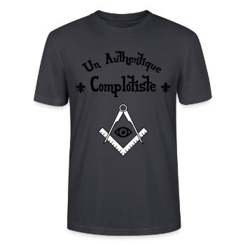 Un Authentique Complotiste - T-shirt bio CRAFTER Stanley Stella Unisexe - bleu gris foncé - Devant - Alina (178cm) & Michal (187cm)