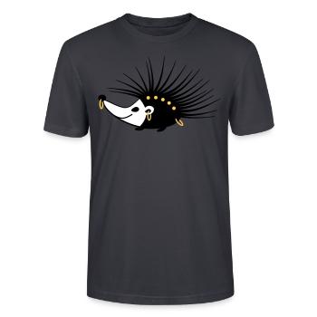 Hedgehog - Stanley/Stella CRAFTER Unisex Organic T-Shirt - India Ink Grey - Front - Alina (178cm) & Michal (187cm)