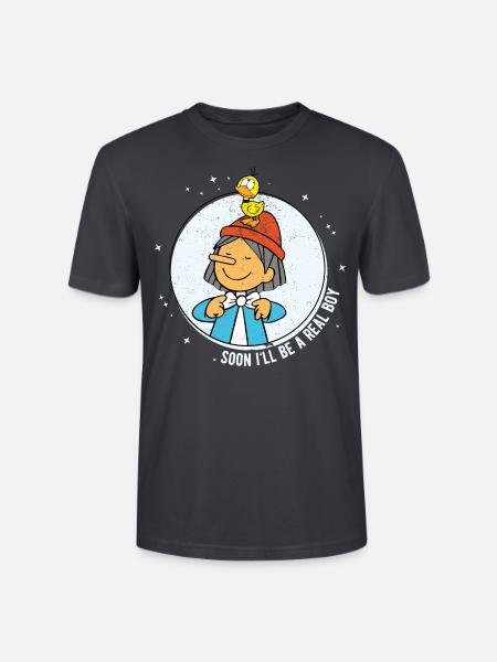 Pinocchio Mit Freundin Gina Wanna Be A Real Boy - Stanley/Stella Unisex Bio-T-Shirt CRAFTER - Dunkles Graublau