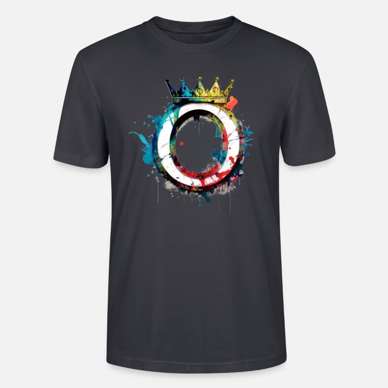 Graffiti Buchstabe O mit 👑 - Stanley/Stella Unisex Bio-T-Shirt CRAFTER - Dunkles Graublau