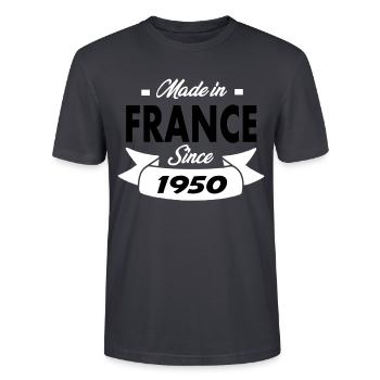 Anniversaire 72 ans / anniversaire 1975 / 72 ans - T-shirt bio CRAFTER Stanley Stella Unisexe - bleu gris foncé - Devant - Alina (178cm) & Michal (187cm)