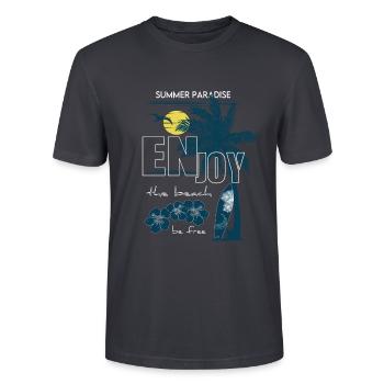 Paradis d’été Surf - T-shirt bio CRAFTER Stanley Stella Unisexe - bleu gris foncé - Devant - Alina (178cm) & Michal (187cm)