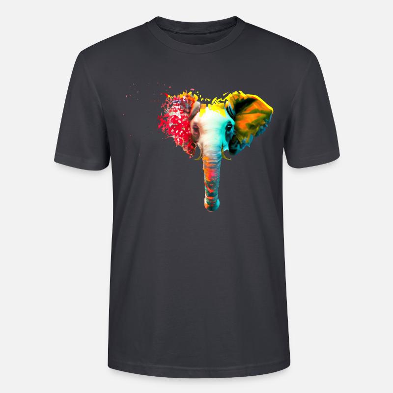 Elefantenkopf mit Farbexplosion - Stanley/Stella Unisex Bio-T-Shirt CRAFTER - Dunkles Graublau