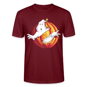 Ghostbusters Halloween Logo - Stanley/Stella CRAFTER Unisex Organic T-Shirt - burgundy - Front - Alina (178cm) & Michal (187cm)