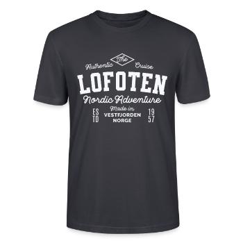 Lofoten Nordic Adventure - T-shirt bio CRAFTER Stanley Stella Unisexe - bleu gris foncé - Devant - Alina (178cm) & Michal (187cm)