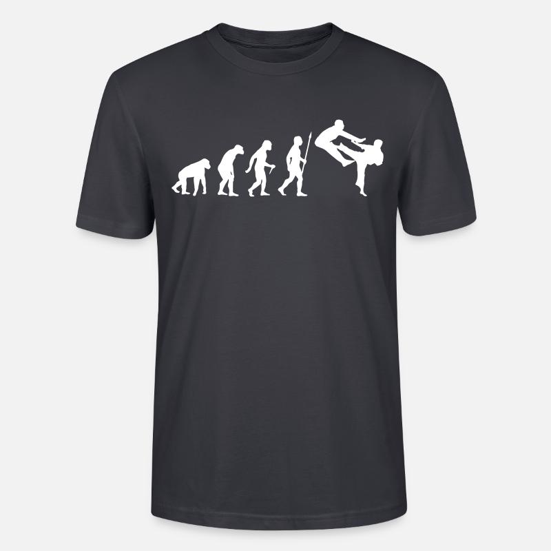 DRÔLE D’ÉVOLUTION DU KARATÉ - T-shirt bio CRAFTER Stanley Stella Unisexe - bleu gris foncé