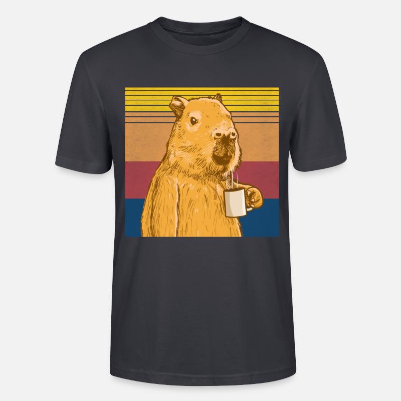 Capybara mit Kaffee - Stanley/Stella Unisex Bio-T-Shirt CRAFTER - Dunkles Graublau