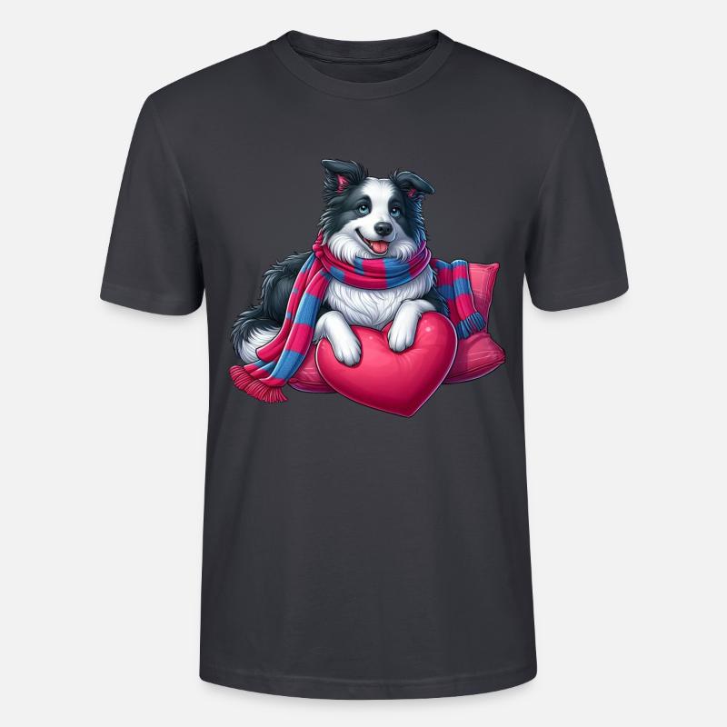 Border Collie - T-shirt bio CRAFTER Stanley Stella Unisexe - bleu gris foncé