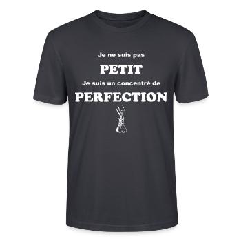 Je ne suis pas petit, je suis la perfection humour - T-shirt bio CRAFTER Stanley Stella Unisexe - bleu gris foncé - Devant - Alina (178cm) & Michal (187cm)
