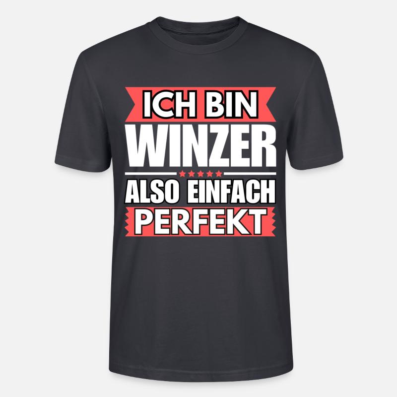 Einfach ein Perfekter Winzer - Stanley/Stella Unisex Bio-T-Shirt CRAFTER - Dunkles Graublau