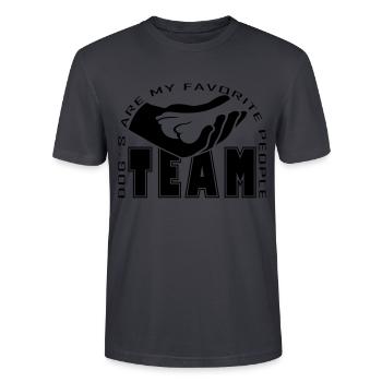 Hund Team Pfote Hand Hundesport Hundeliebe - Stanley/Stella Unisex Bio-T-Shirt CRAFTER - Dunkles Graublau - Vorne - Alina (178cm) & Michal (187cm)