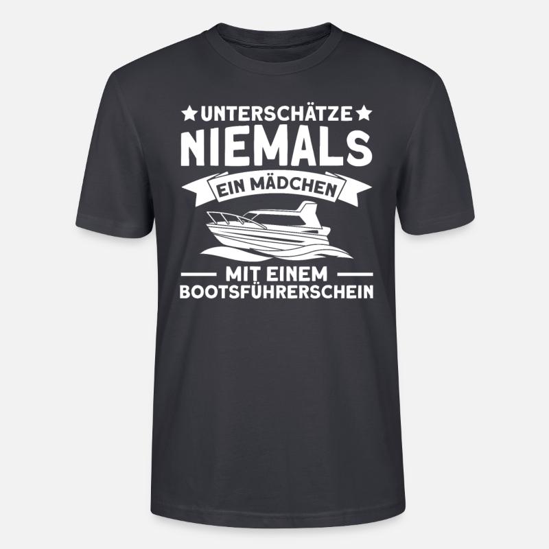 Führerschein Motorboot Boot Geschenk - Stanley/Stella Unisex Bio-T-Shirt CRAFTER - Dunkles Graublau