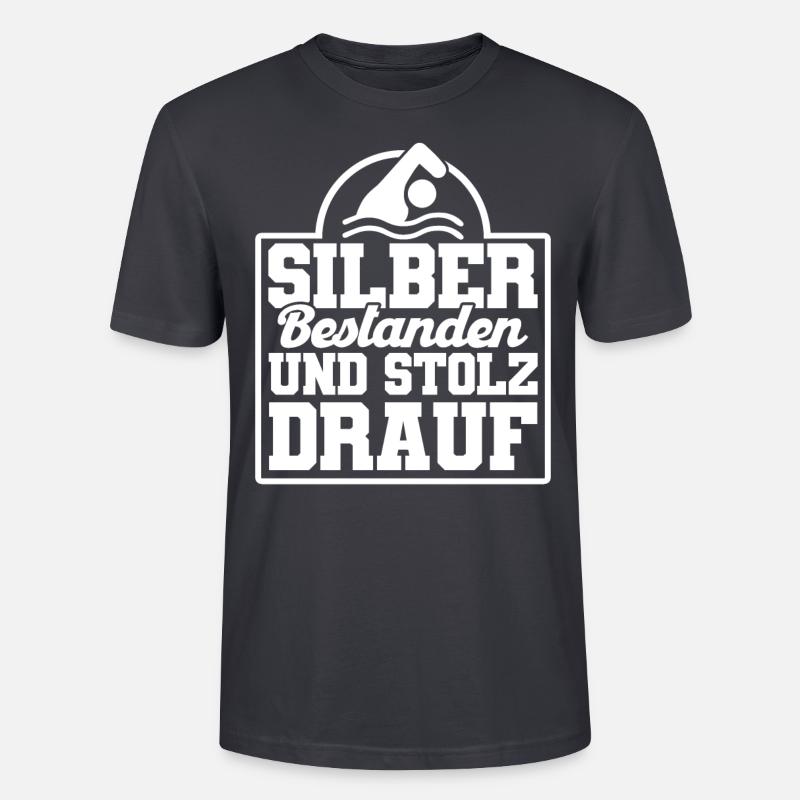 Silber Schwimmer Prüfung Silber Schwimmabzeichen - Stanley/Stella Unisex Bio-T-Shirt CRAFTER - Dunkles Graublau