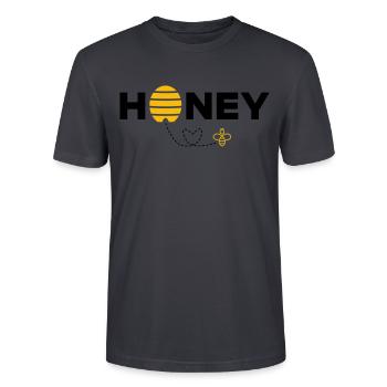 Honey Biene - Stanley/Stella Unisex Bio-T-Shirt CRAFTER - Dunkles Graublau - Vorne - Alina (178cm) & Michal (187cm)