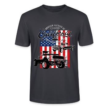 Muscle Car Pick Up USA Retro - T-shirt bio CRAFTER Stanley Stella Unisexe - bleu gris foncé - Devant - Alina (178cm) & Michal (187cm)