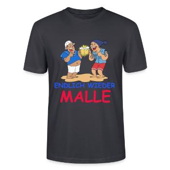 Endlich wieder Malle Mallorca Baller mann Geschenk - Stanley/Stella Unisex Bio-T-Shirt CRAFTER - Dunkles Graublau - Vorne - Alina (178cm) & Michal (187cm)