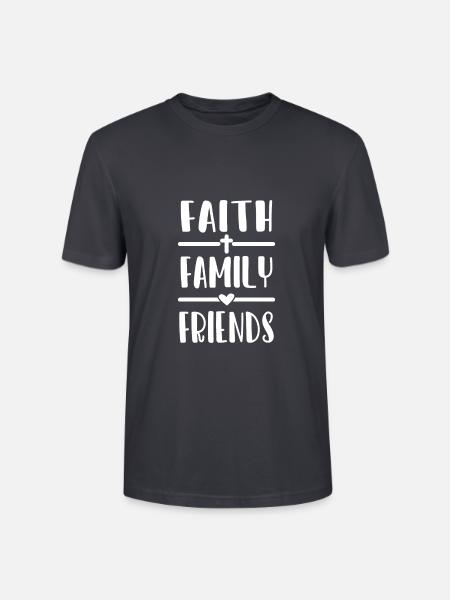 Christian Design Glaube, Familie, Freunde - Stanley/Stella Unisex Bio-T-Shirt CRAFTER - Dunkles Graublau