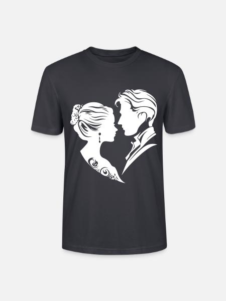 Ehepaar Hochzeit Silhouette - Stanley/Stella Unisex Bio-T-Shirt CRAFTER - Dunkles Graublau