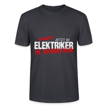 Elektriker im Ruhestand Spruch Verabschiedung - Stanley/Stella Unisex Bio-T-Shirt CRAFTER - Dunkles Graublau - Vorne - Alina (178cm) & Michal (187cm)
