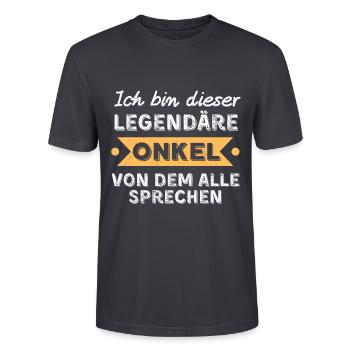 Legendaerer Onkel lustige Sprüche - Stanley/Stella Unisex Bio-T-Shirt CRAFTER - Dunkles Graublau - Vorne - Alina (178cm) & Michal (187cm)
