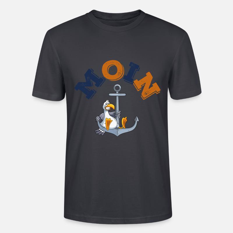anker möwe moin comic - Stanley/Stella Unisex Bio-T-Shirt CRAFTER - Dunkles Graublau