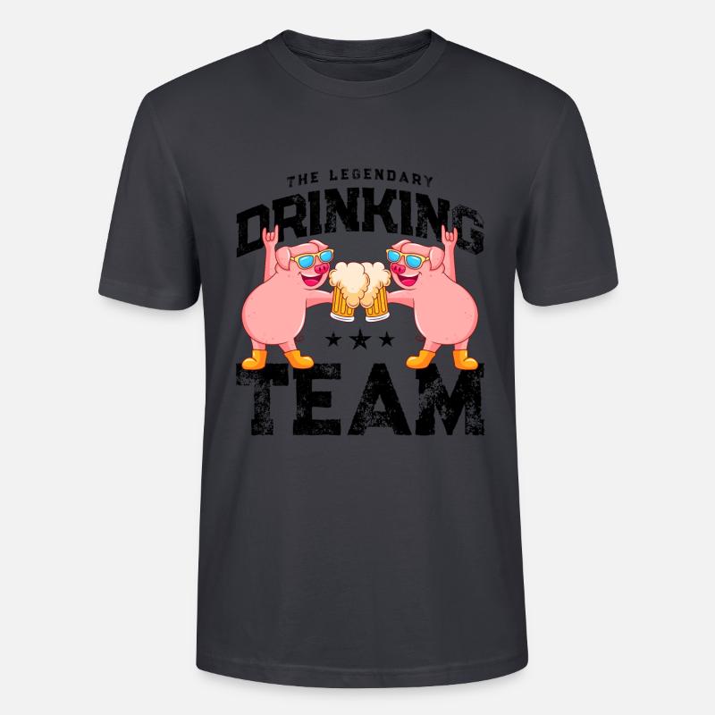 schwein bier drinking team - Stanley/Stella Unisex Bio-T-Shirt CRAFTER - Dunkles Graublau