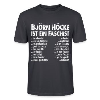Faschist Björn Höcke - Stanley/Stella Unisex Bio-T-Shirt CRAFTER - Dunkles Graublau - Vorne - Alina (178cm) & Michal (187cm)