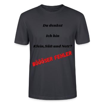 klein lieb böses mädchen du denkst - Stanley/Stella Unisex Bio-T-Shirt CRAFTER - Dunkles Graublau - Vorne - Alina (178cm) & Michal (187cm)